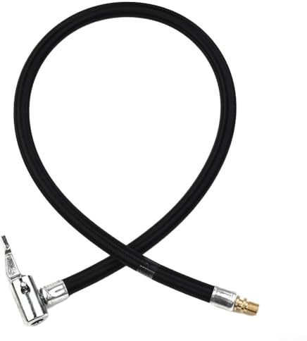 Tyre Pump Hose 100cm with Lever Lock Clip Brass Fitting Rubber Extension Tube for Car Bike Motorcycle Tire Inflation Tool Accessory