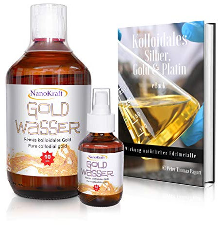 Oro colloidale 1000 ml / 10 ppm Acqua oro rosso con flacone spray 100 ml Produzione HVAC in un ambiente di laboratorio Bottiglia di vetro ambra Misurino Migliore efficacia