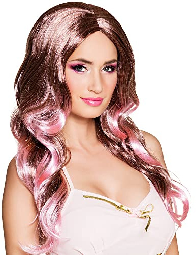 Boland 85815 - Perücke Fay, One Size, sexy, Langhaar, Damen, Frauen, Erwachsenenperücke Fasching, Braun, Rosa, Karneval, Mottoparty, Verkleidung, Kunsthaar