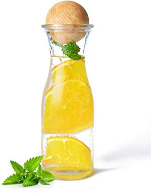 Sendez Glaskaraffe mit Holzstöpsel Weinkaraffe Karaffe Wasserkaraffe Dekanter Misura aus Glas (4 x Glaskaraffe 270ml)