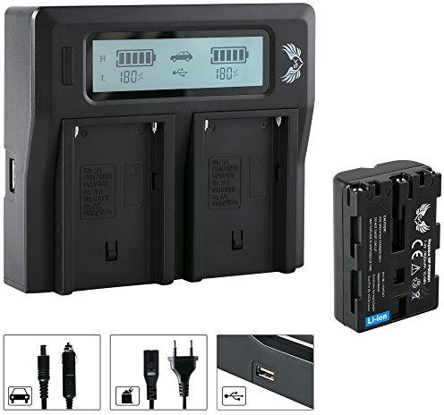 SK Akku Ersatz für Sony NP-FM500H | 1400mAh | NP-FM500 + LCD Doppel Ladegerät für Sony Alpha 57 77 99 A58 A65 A68 A77 A99 II DSLR A700 A850 A900