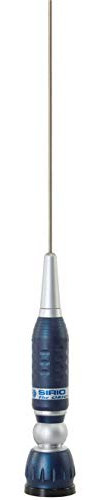 Sirio Antenne Turbo 2000 Blue Line, Antena CB de vehículo, frecuencia 27 – 28,5 MHz, Potencia máxima 1000 W (CW) Short Time, lápiz Inoxidable, inclinable 90°, Altura 1,45 m, Cable de 4 m Incluido