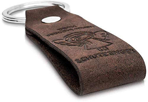 CoinKeeper® Schlüsselanhänger aus exklusiv Echt-Leder mit Gravur SCHUTZENGEL Geschenk für Frauen Männer Geburtstag Schlüsselband mit Geschenkbox