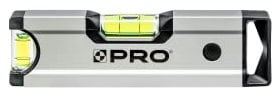 PRO600 Mini Wasserwaage mit magneten 17cm Eloxiert - Die Härte 9 auf der Mohs Skala - Ergonomischen Profil und ERS+ (Easy Reading System) Anti Shock Absorber Endkappen - Farbe Silber
