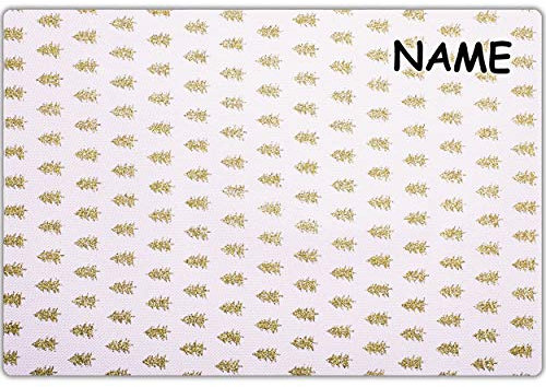 2 Stück Glitzer - Unterlagen - Weihnachtsbaum - Tannenbaum/Weihnachten - weiß & gold/golden - inkl. Name - 40 cm * 28 cm - als Tischunterlagen/Platzde..
