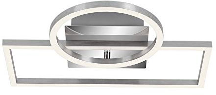 BRILONER Leuchten - LED Deckenleuchte, Deckenlampe dimmbar, inkl. Memoryfunktion, 1 LED-Modul drehbar, 19,6 Watt, 1.500 Lumen, 3.000 Kelvin, Chrom-Alu, 380x310x75mm (LxBxH)