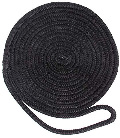 Shaddock Double-Braided Nylon Dock Lines -25ft/50ft Premium Docking Lines with 12 inch Eyelet Boat Mooring Line Anchor Rope Dia: 3/8 inch 1/2 inch 5/8 inch(1/2inch-25ft-1pcs)