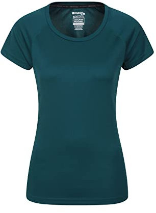 Mountain Warehouse Endurance Womens T-Shirt - IsoCool Ladies Top, UV Protection UPF30+ Tee, Breathable & High Wicking - for Spring Summer, Running, Travelling Dark Green (Plain) Women's Size 6