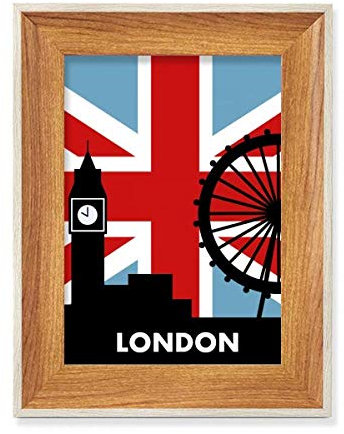 Holz-Bilderrahmen mit britischem Union Jack, London-Eye-Big Ben-Flagge, für den Schreibtisch, mehrere Sets