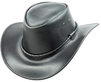 Black Jungle Kimbolton Lederhut, Westernhut, Australienhut, Cowboyhut (Schwarz, XXL)