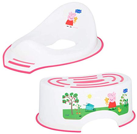 Peppa Pig Toilet Training Seat Bundled with Peppa Pig Step Stool with Non Slip Feet