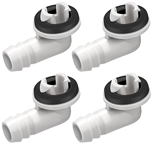 Zonon Air Conditioner AC Drain Hose Connector 4 Pcs 3/5 Inch Portable Air Conditioner Drain Hose Kit Elbow Fitting with Rubber Ring for Window and Mini Split Units