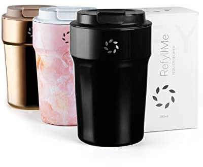 REFYLL ME Thermobecher glazeFyll in 380ml und 500ml - Kaffeebecher, to go Becher aus Edelstahl, doppelwandig isoliert, auslaufsicher, BPA frei - coffee mug, Thermobecher to go - für Kaffee & Tee