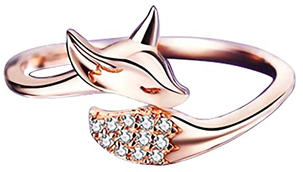 Anello di volpe da donna in oro rosa con animali carini per fidanzata e ragazze adolescenti regalo di compleanno di Natale