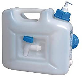 Hünersdorff | 816510 Bidon hygiénique | Bidon d'eau de 12l avec distributeur de savon de 250ml + robinet de vidange | naturel
