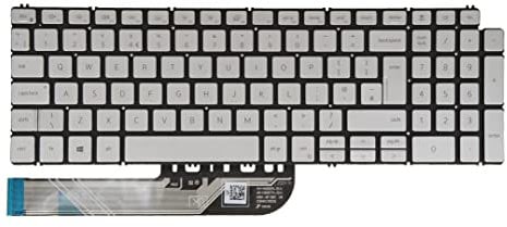 Laptop Keyboard for Dell Inspiron 3501 3502 3505 5501 5502 5505 5508 5509 5584 5590 5593 5594 5598 7500 7501 7506 7590 7591 7760 7790 7791 0NH88W NH88W Backlit Silver (UK GB Layout)