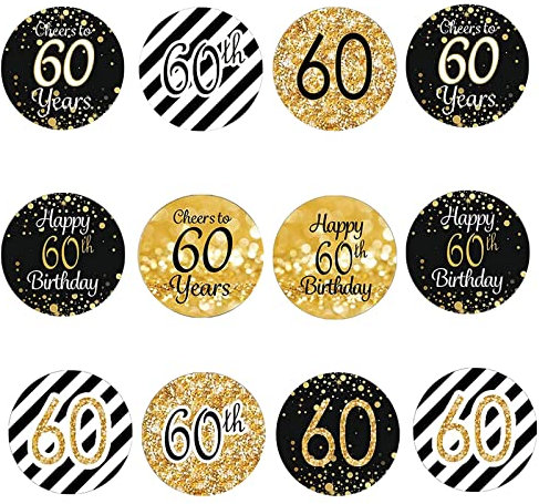 Catelves 216Pcs 60. Geburtstag Frau Aufkleber & Sticker - Deko & Party Geschenk Dekoration