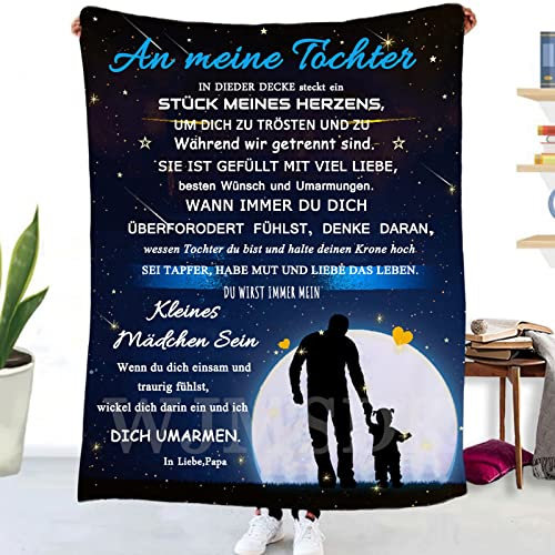 WJMSDK Personalisierte Decke Geschenk für Tochter von Vater, Papa Tochter Geschenk, Kuscheldecke An Meine Tochter von Papa, Geburtstag Weihnachten (Papa zur Tochter2, 130 * 150cm)