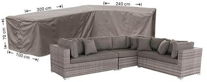 Raffles Covers Lounge Sofa Abdeckschutz L-Form 300 x 240 x 100 H: 70 cm | Atmungsaktiv | Wasserdicht | UV - beständig | Doppelt genähte, PU-versiegelte Naht | Elastischer Kordelzug |