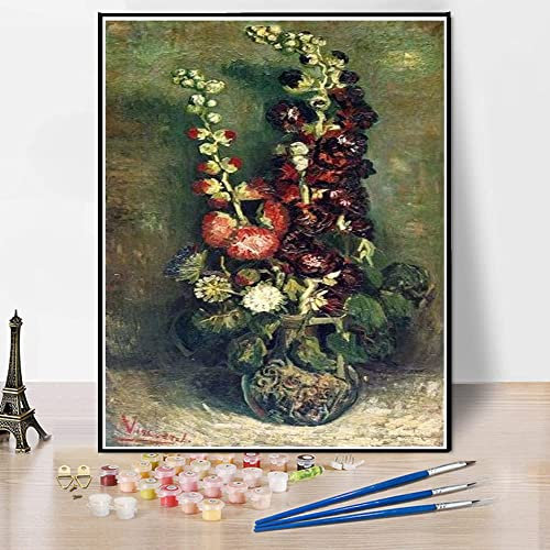 Zahlen Malen für Erwachsene, Vase von Stocksteinen, Malen von Vincent Van Gogh, Malen nach Zahlen, Set für Kinder und Erwachsene, 50 x 75 cm