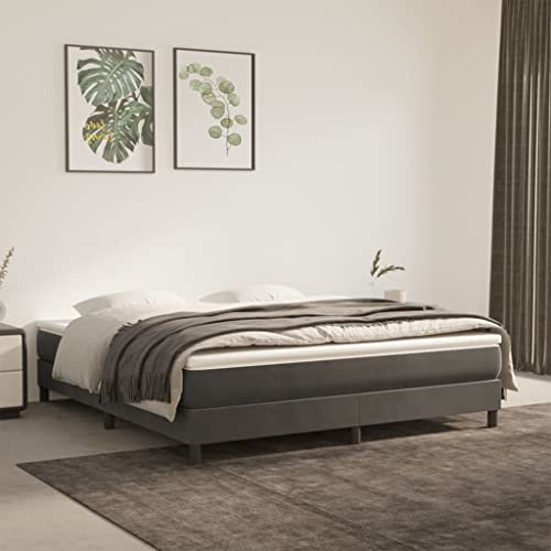 INLIFE Boxspringbett Dunkelgrau 160x200 cm Samt,Grau,25KG,3120779