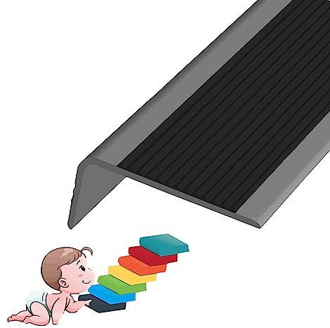 PVC Treppenkantenprofil Kunststoff Treppen-Kantenschutz, Antirutsch-Profil Selbstklebend, L Eckschutzprofil Mit Rillen, Eckschutzprofil, Einfache Montage, Breite 3,5 X 7 Cm/1,37 X 2,75 Zoll ( Color :