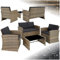 TecTake® Rattan Garden Lounge Set, Chic Design, 2 seater sofa, 2 Armchairs and 1 Table with Removable Glass Top, Comfortable Seat and Back Cushions, for garden, patio, balcony - natural