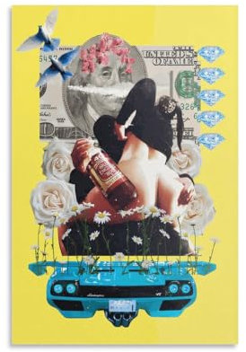 WESTCH MONEY DRUGS WOMEN Wall Art - Leinwand Wandbild Poster Modern Dekorationen Für Das Wohnzimmer,Büro,Küche,Schlafzimmer 08x12inch(20x30cm)