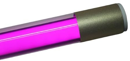 Lichtidee Deluxe Led Leuchtstab IP20 63cm violett 10Watt Party Deko Schaufenster farbig bunt mit weißem Anschluß Kabel mit Schalter und goldener Glitzer Folie