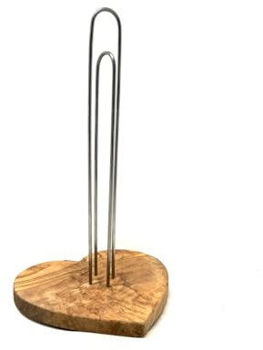 D.O.M. Küchenrollenhalter Design mit Sockel aus Olivenholz in Herzform