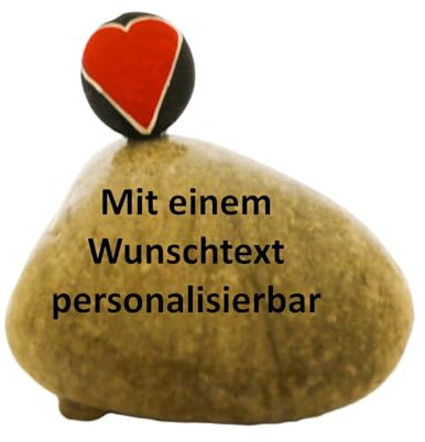 Andys Steinwelt® Grabstein [Mit Wunschtext Personalisierbar!] – Gedenkstein mit rotem Herz für Kinder- & Urnengrab – Handbeschrifteter Grabschmuck (Erinnerung & liebevolle Grabdeko) stehendem Herz
