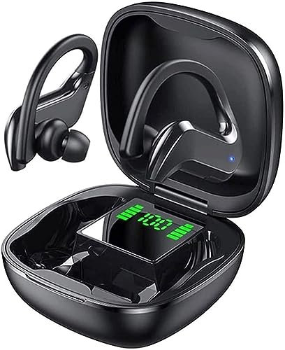GeRRiT Wireless Earbuds Bluetooth 5.0 Earbuds IP7 Waterproof Wireless Headphones in-Ear with Charging Case Ear Hook Deep Bass Ear Buds Noise Cancelling Earphones