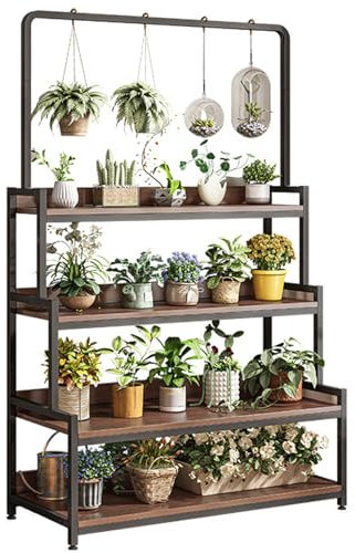 HUHJYUGE Pflanzenregal Metall, Blumenregal Outdoor Hoch, Pflanzenregal Indoor Hängend, Blumenregal Balkon Ecke, Mehrzweck-Präsentationsständer, für Balkon Wohzimmer Outdoor Garten (83x40x180cm)