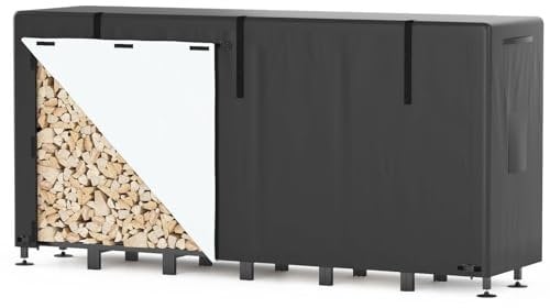 Himimi® Porte-Bûches Extérieur Réglable, Abris Bois de Chauffage 235 x 25 x 116 cm, Capacité 1,2 m³/1,4 SRM, Support Bûches Extérieur avec Housse Imperméable, Idéal pour Rangement Bois Extérieur