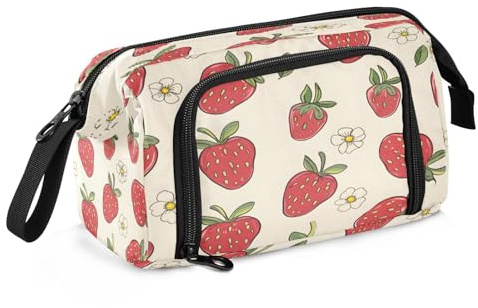 Mnsruu Trousse à crayons de grande capacité Motif fraise Pour garçons et filles, fraise, Taille unique, Mode