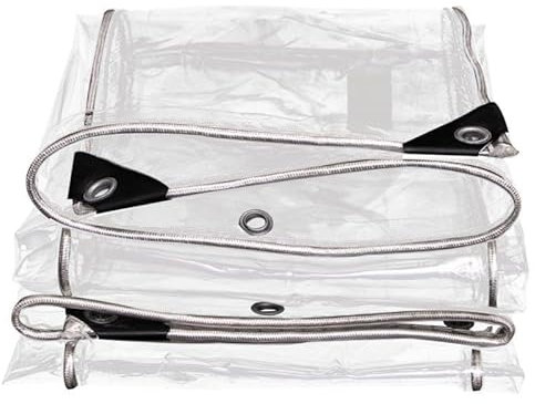 DigitalWorldStore Clear PVC Tarpaulin Heavy Duty Waterproof Transparent Cover Tarp for Greenhouse Garden Patio, 2 m x 1.5 m, Clear