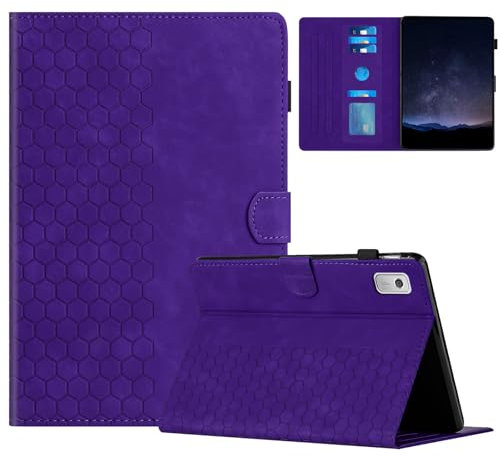 DayQiQiPu Case for Lenovo Tab M9 2022 9.0 inch TB-310FU Honeycomb pattern Holder Kickstand Magnetic Closure Flip with Auto Wake/Sleep Protective Cover,Purple