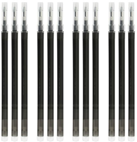 12 Stück Ersatzminen, 0,7mm Blau/Schwarz/Gemischte Farbe, Radierbarer Tintenroller, Ersatzmine Blau/Schwarz/Gemischte Farbe 0,7, Für Stifte (Schwarz)