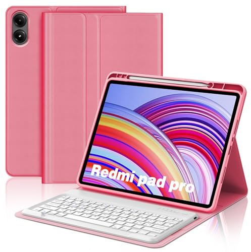 JADEMALL Custodia Tastiera Redmi Pad Pro 12.1 2024, Italiana QWERTY Tastiera Bluetooth Staccabile per Xiaomi Redmi Pad Pro 12.1 2024, Rosso