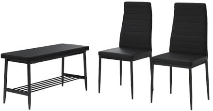 Vicco Sitzbank und Stuhl Grand, Bank und Stuhl, Schwarz, 85 x 46.5 cm 3-teiliges Set