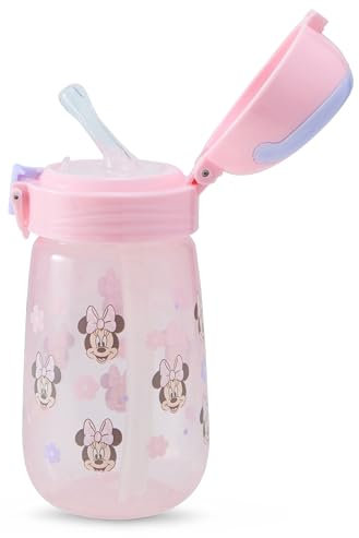 Disney Vasos para niños y niñas | Vaso desplegable de 12 onzas con cerradura | Botella de agua de viaje duradera a prueba de fugas para niños pequeños