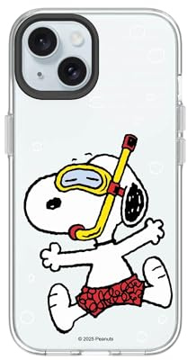RhinoShield Coque Clear pour iPhone 15 | Snoopy Résistant au jaunissement, transparent, haute clarté, antichoc, dépasse les normes militaires de protection