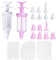 Icing Piping Kit, Cake Piping Kit, Cookie Decorating Supplies and Reusable DIY Cake, 3 Pcs Cake Scrapers 8 Pcs Frosting Nozzles and Scraper for Kitchen Home(White Pink)