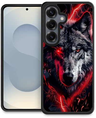 artslion Kompatibel mit Samsung Galaxy S25 Hülle Schwarz Runde Anti-Rutsch stoßfest Handyhülle -Flammender Drache Muster
