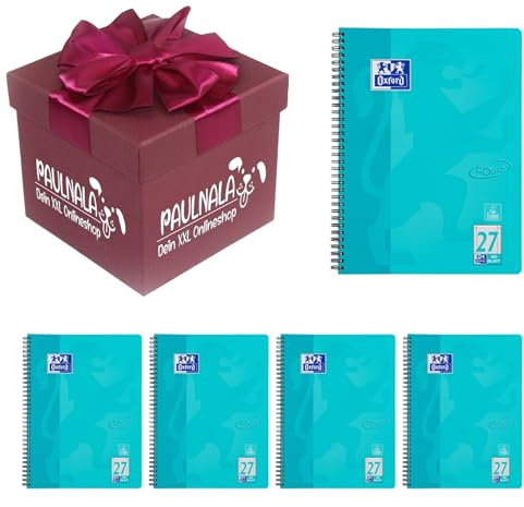 Oxford Collegeblock Touch A4 plus, liniert mit Doppelrand, 90 g/m², 80 Blatt, Türkis inkl. Überraschungsgeschenk von Paulnala.de (5, Türkis)