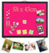 Grand tableau d'affichage en liège avec feutre, 58 x 43 cm, tableau d'affichage pour murs, bureau, bijoux, notes, collection, photos, bureau, cadre noir et tableau en feutre rose, 1 pièce, Royaume-Uni