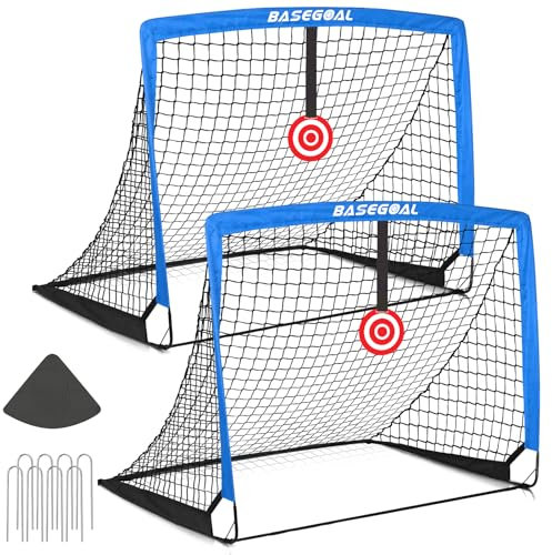 Porta da Calcio Pieghevole 120x90 cm | Porte da Calcio Giardino con Borsa Trasporto, 2 Bersagli & 8 Picchetti | Portatile e Facile da Montare | per Cortile, Spiaggia