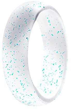 Tyuffghet Ring Verdrehtes Seil Zirkonia Yogaring Sportring Perle helle Silikonringserie (White, A1)