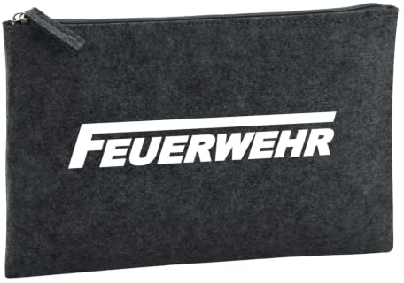 Huuraa Kulturbeutel Feuerwehr Geschenk | Reise Kulturtasche 1 Liter Schminktasche Charcoal Filz Dunkelgrauer Kosmetiktasche Geschenkidee Kosmetikbeutel