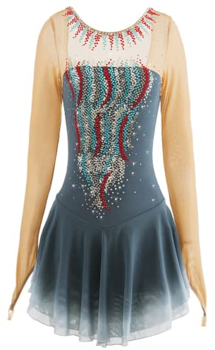MLYYX Professionelles Eiskunstlaufkleid Für Mädchen Wettkampfbekleidung Für Eiskunstlauf Handgefertigte Turnanzüge Rollschuh Performance Kostüm,A,M